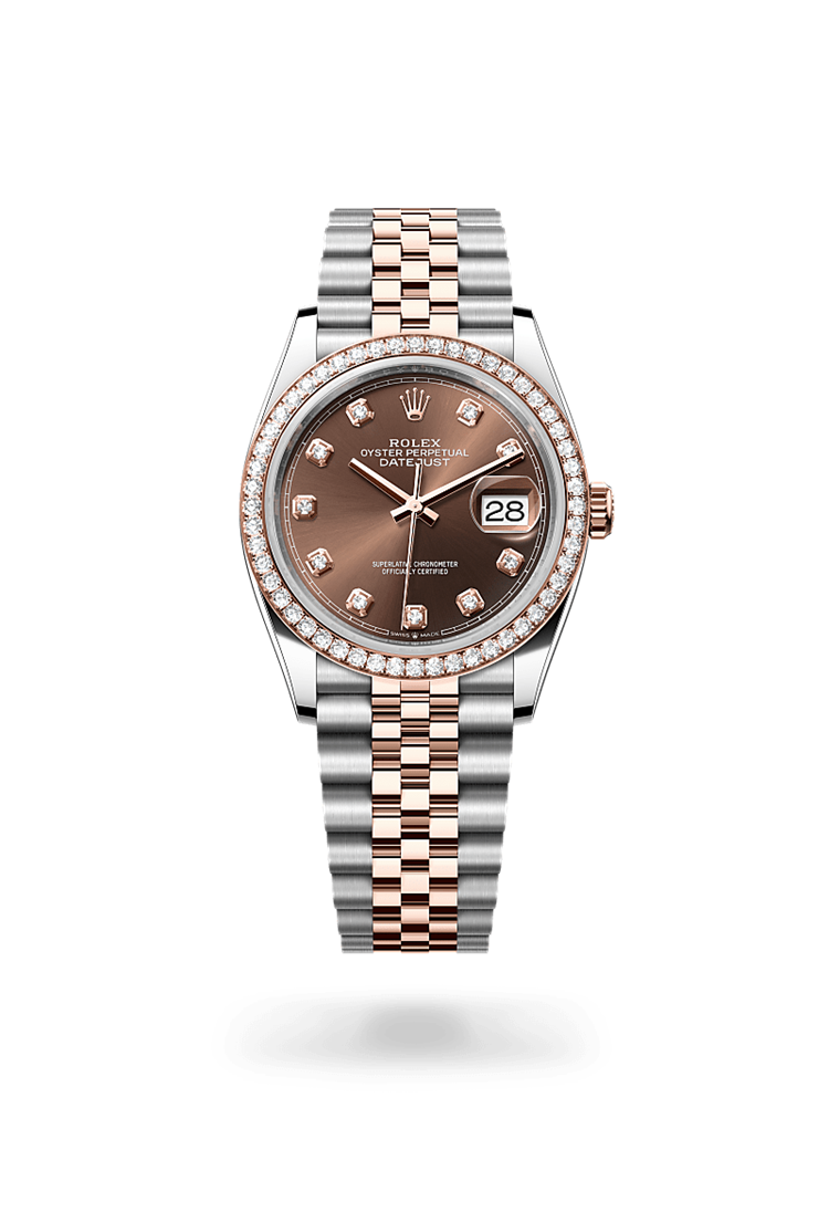 Datejust 36, Oyster, 36 mm, Oystersteel, Everose gold and diamonds