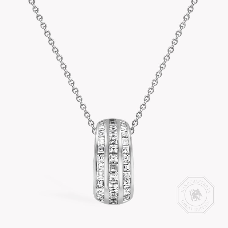 Manhattan Three Row Diamond Pendant Carre Cut, Channel Set_1