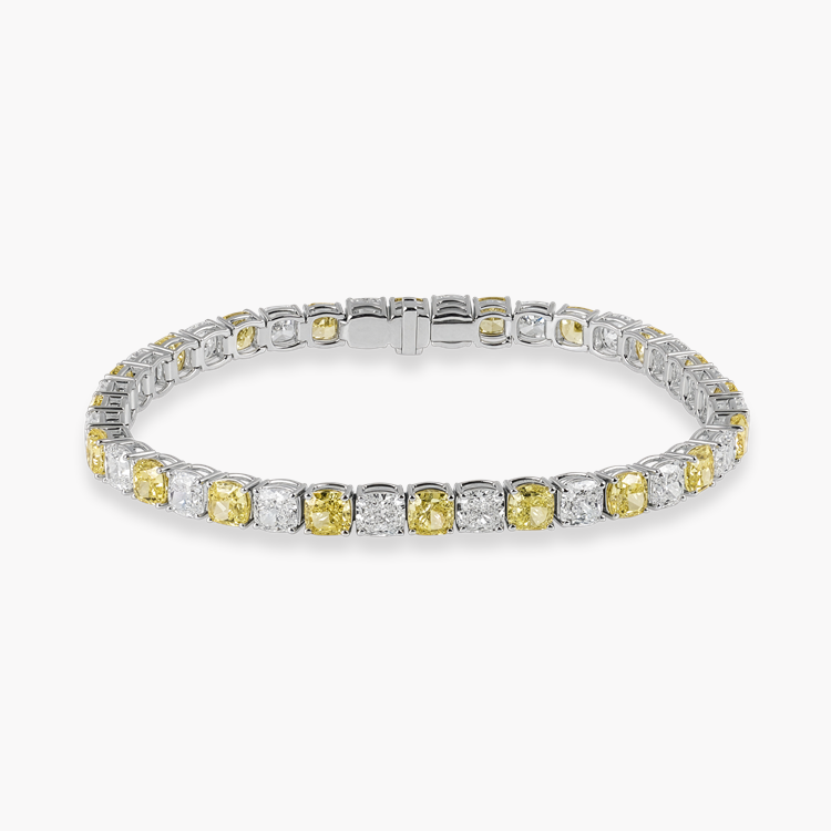 Cushion Cut 11.30ct Fancy Yellow Diamond Bracelet    in 18ct White Gold