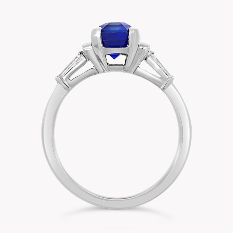 Trap Cut Blue Sapphire Ring 3.14CT in Platinum Solitaire Ring with Baguette Cut Shoulders_2