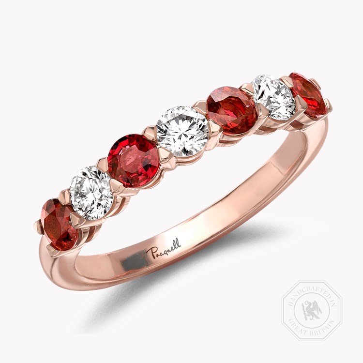 Ruby and Diamond Seven-Stone Ring Brilliant Cut, Seven-Stone, Claw Set_1