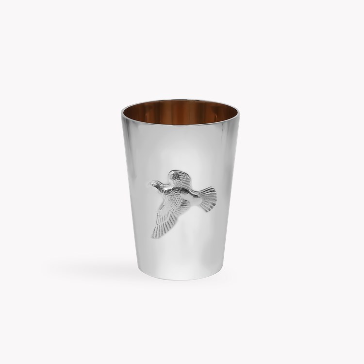 Silver Set of Ten Bird Motif Shooting Cup with Guilded Edge _6