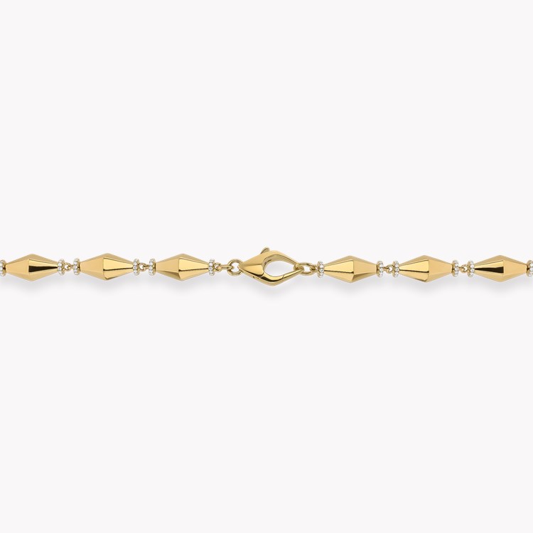 Cleopatra 3.04ct Diamond Gold Faceted Barrel Link Classic Necklace Brilliant Cut, Pavé Set_3
