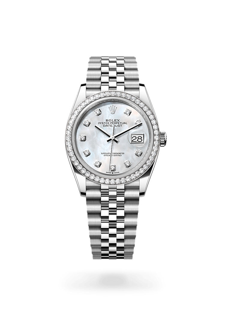 Datejust 36, Oyster, 36 mm, Oystersteel, white gold and diamonds