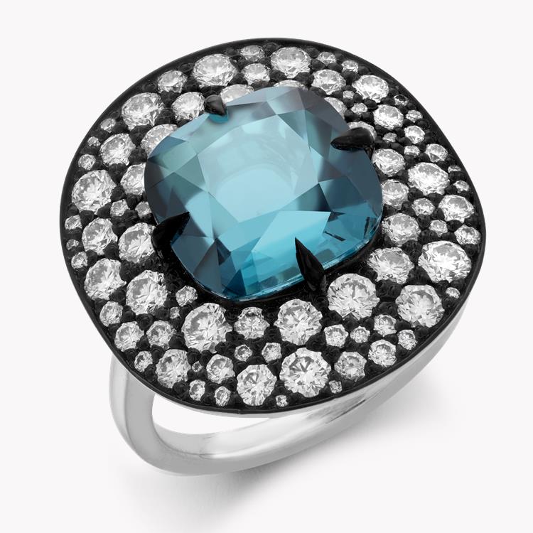 Snowstorm Green Indicolite Cluster Ring  6.02CT in Platinum Claw Set with Pave set Diamond Surround_1