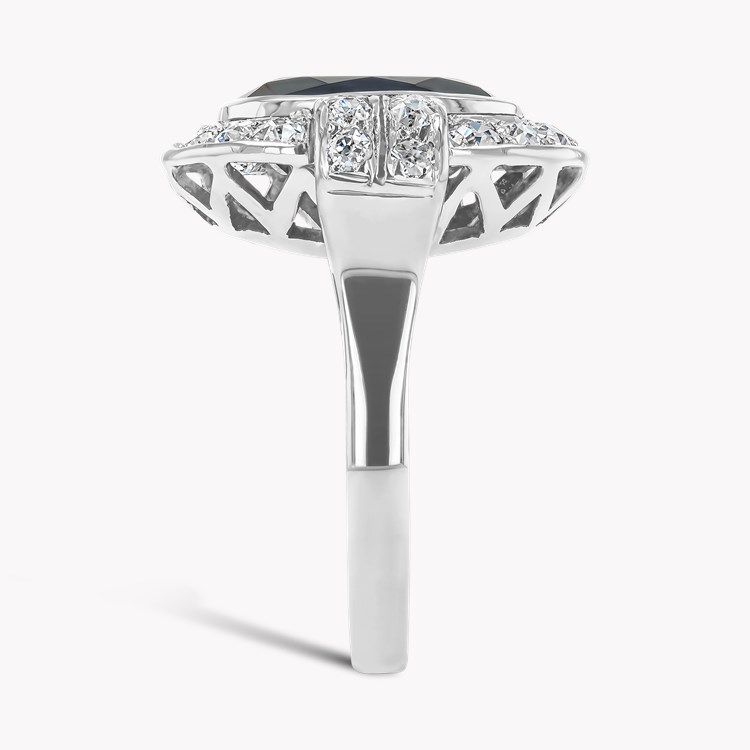 Oval Cut 5.53ct Sapphire and Diamond Cluster Ring Oval Cut, Rubover Set_4