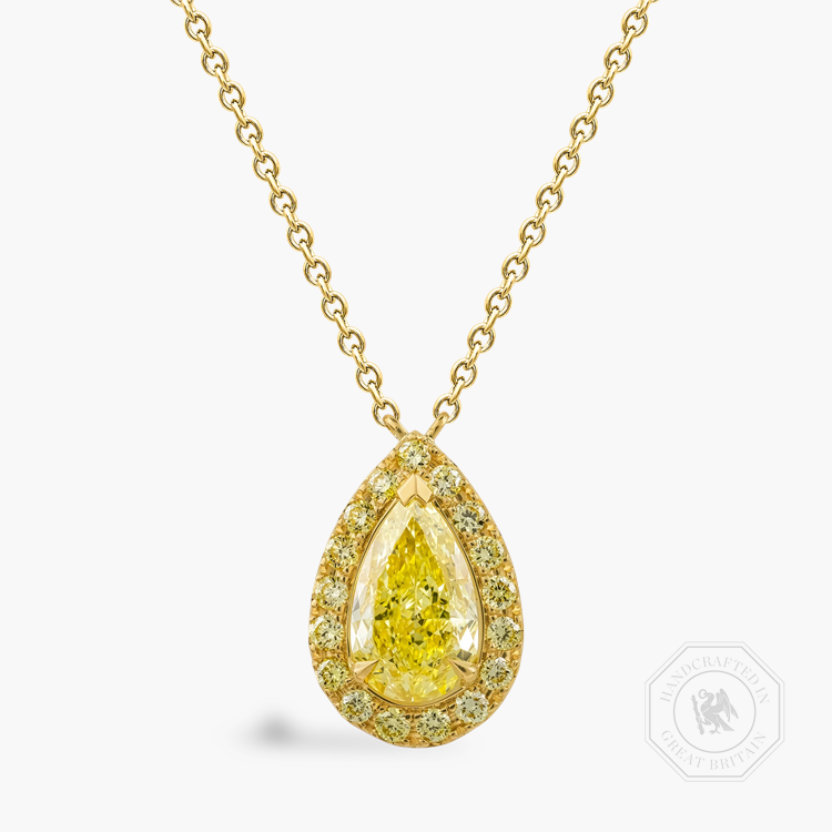 Celestial Pear Shaped 1.00ct Natural Fancy Intense Yellow Diamond Pendant Pear Shaped, Claw Set_1