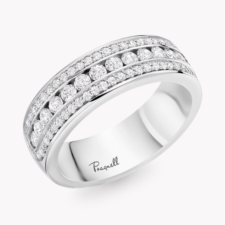 Round Brilliant Cut Diamond Three-Row Ring Brilliant Cut, Half Eternity, Channel Set_1