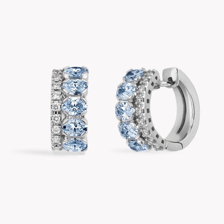Oval Cut 1.34ct Aquamarine and Diamond Hoop Earrings Oval Cut, Claw Set_1