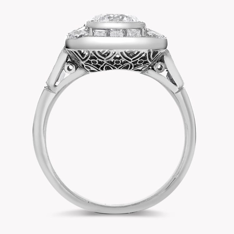 Old Cut 1.26ct Diamond Plaque Ring Old Cut, Millegrain Set_3