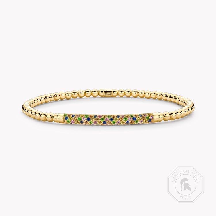Bohemia Multi-Coloured Sapphire and Tsavorite Expandable Bangle   in 18ct Yellow Gold
