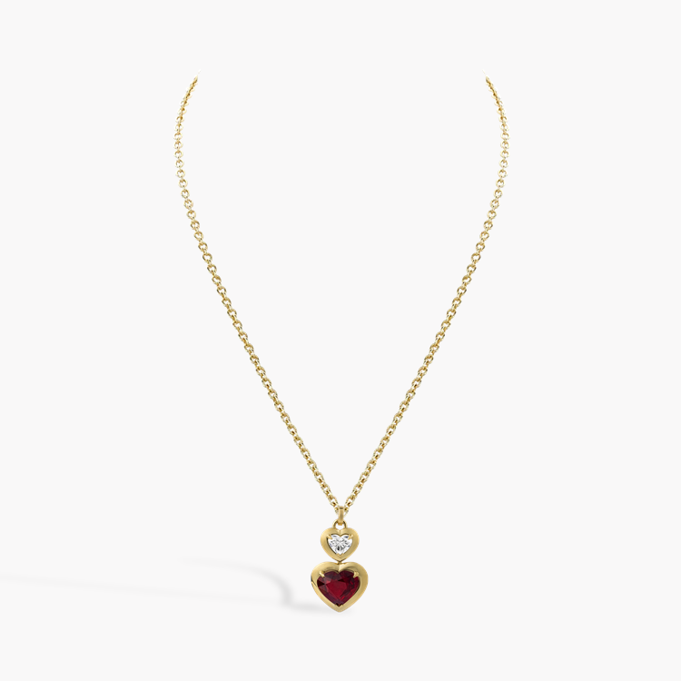 Skimming Stone 3.01ct Mozambican Ruby and Diamond Pendant Heart Shaped, Claw Set_2