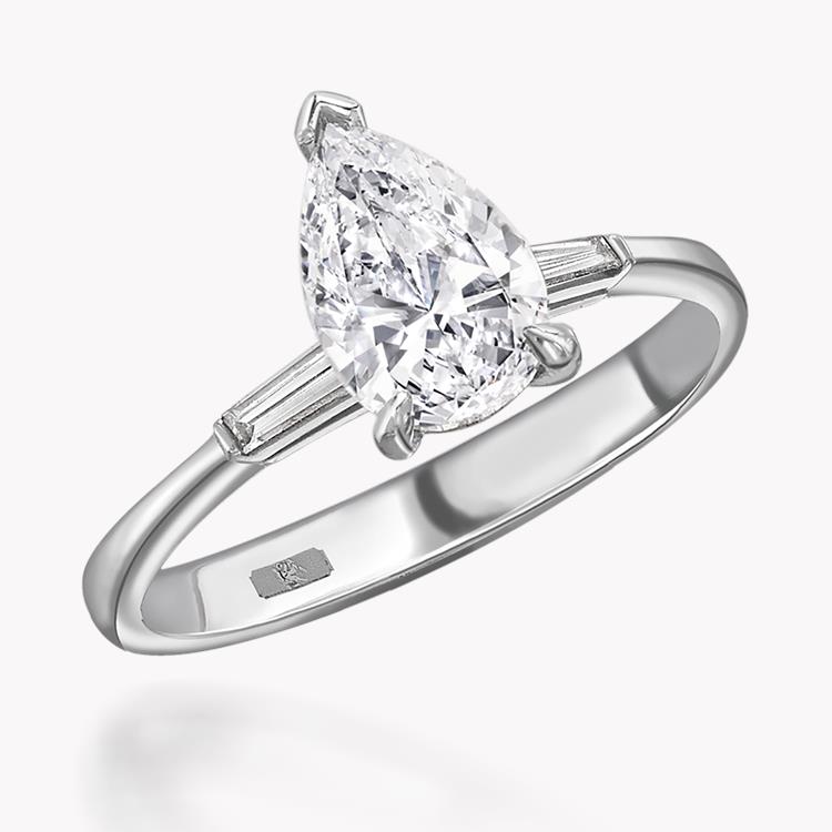 1.20CT Diamond Solitaire Ring Platinum Regency Setting Pear Cut, Solitaire, Tapered Baguettes_1