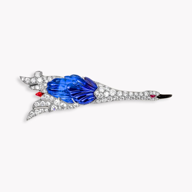 Art Deco Cartier 1.80ct Sapphire and Diamond Goose Brooch