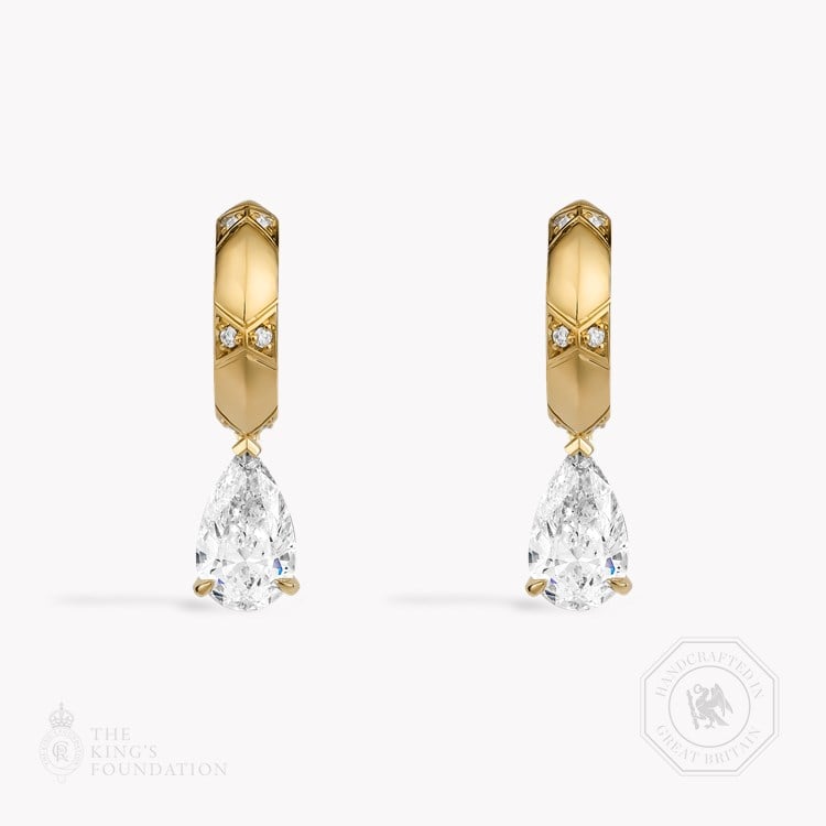 Origins Pear Shaped 1.86ct Diamond Drop Earrings Pear Shaped, Claw Set_1