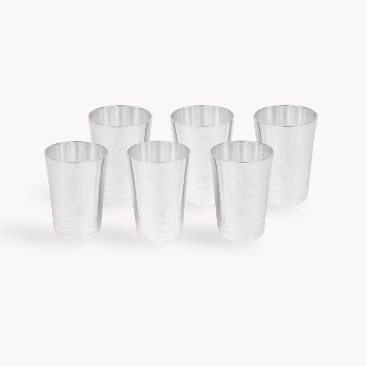 Antique Silver Plated Tray with Six Matching Cups _2