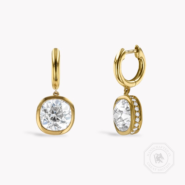 Legacy 6.16cts Diamond Drop Earrings Old Mine Cut, Rubover Set_1