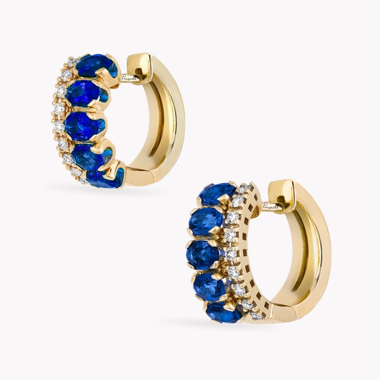 Oval Cut 1.85ct Sapphire and Diamond Hoop Earrings Oval Cut, Claw Set_3
