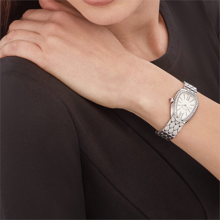 Bvlgari Serpenti Seduttori 33mm, White Silver Dial, Baton & Roman Numeral_4
