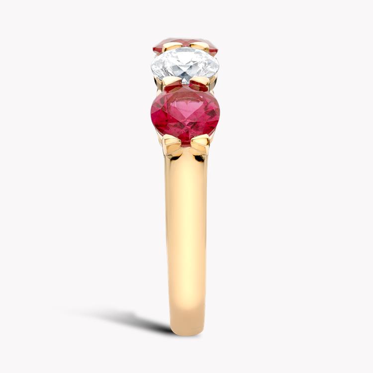 Five Stone Ruby and Diamond Ring Round Brilliant Cut, Claw Set_4