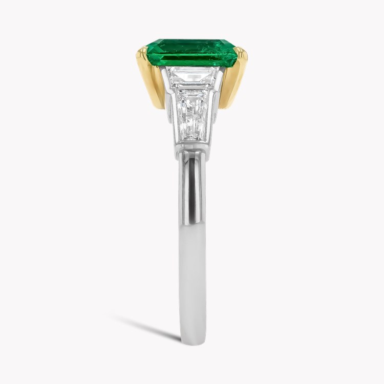 Octagonal Cut 1.66ct Colombian Emerald and Diamond Ring Octagonal & Trapeze Cut, Claw Set_4