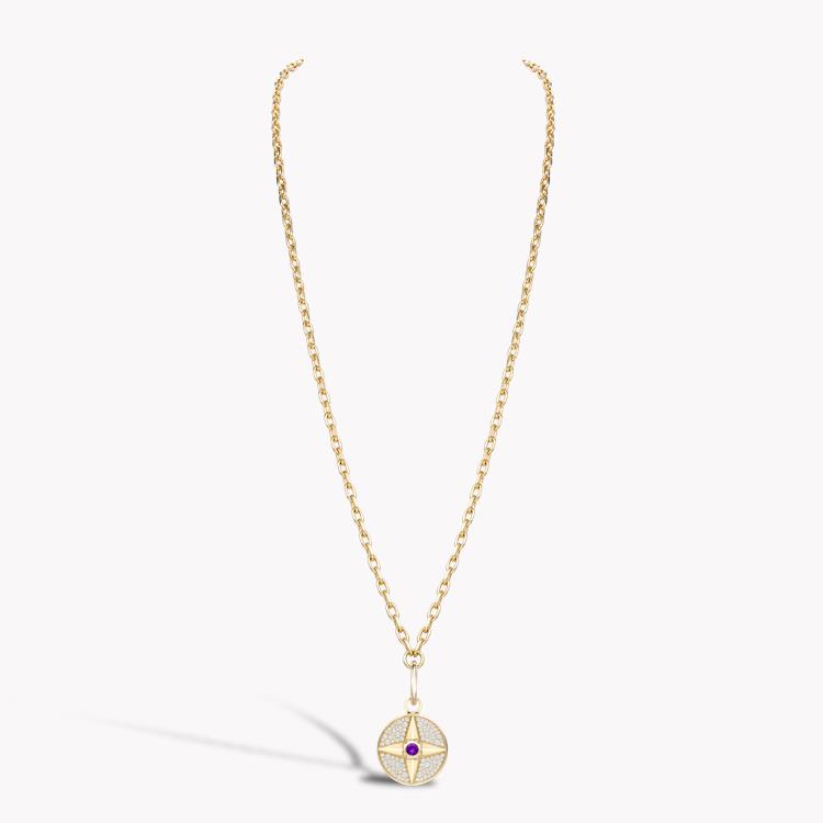 Amethyst (February) and Diamond Pendant Charm Brilliant Cut, Rubover & Claw Set_4