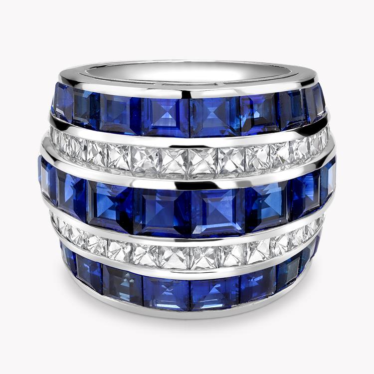 Manhattan Large Sapphire & Diamond Ring  15.28CT in Platinum Carre & French Cut, Channel Set_2