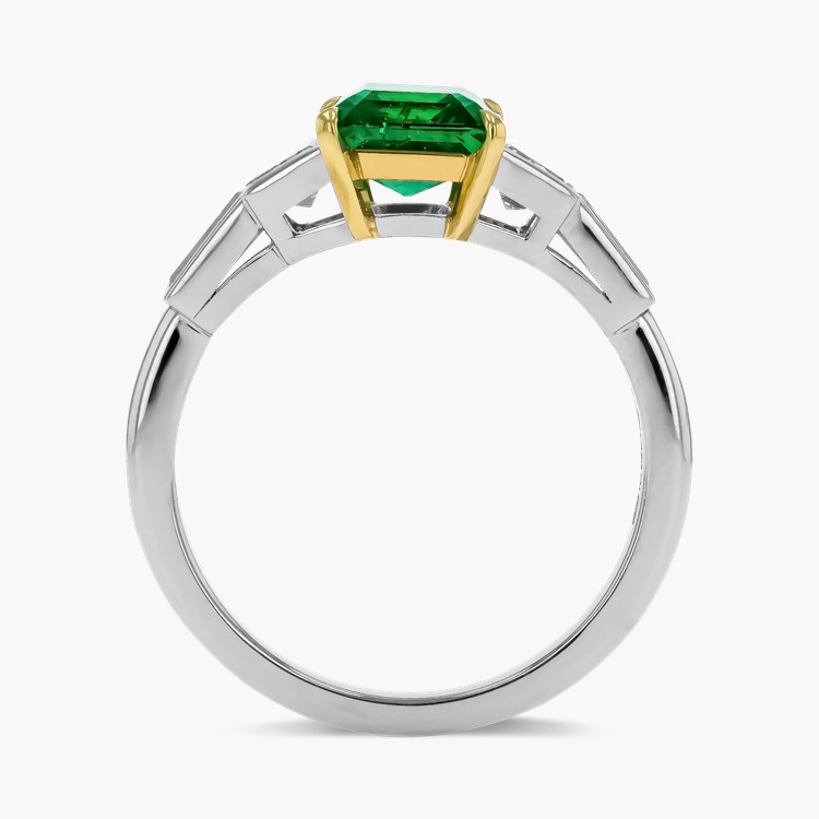 Octagonal Cut 1.66ct Colombian Emerald and Diamond Ring Octagonal & Trapeze Cut, Claw Set_3
