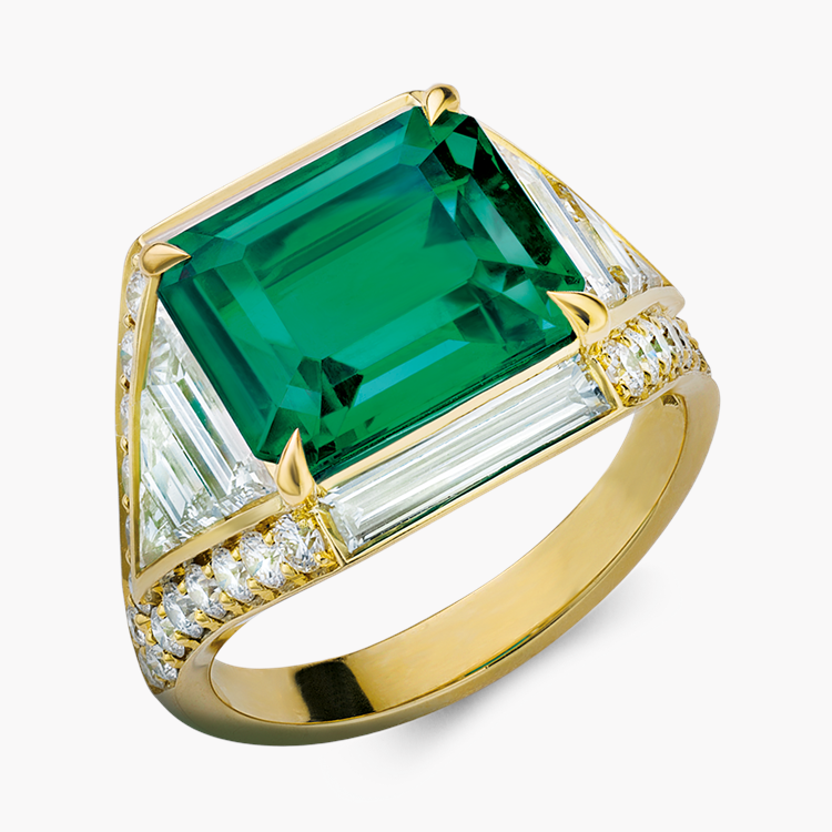 Masterpiece Colombian Emerald Ring 4.84ct in 18ct Yellow Gold