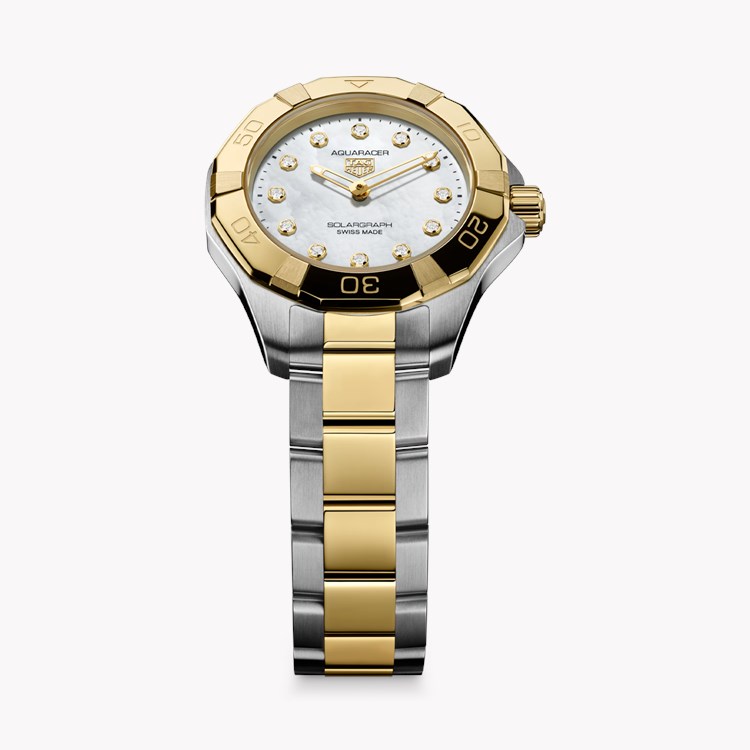 Tag Heuer Aquaracer Professional 100 Solargraph 28mm, Mother of Pearl dial, Diamond numerals_4