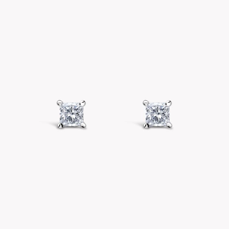 Princess Cut Diamond Stud Earrings 0.70CT in 18CT White Gold Princess Cut, Claw Set_1