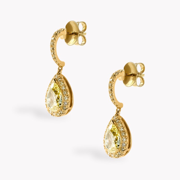 Celestial 2.11ct Fancy Yellow Diamond Drop Earrings Pear & Brilliant Cut, Claw Set_2
