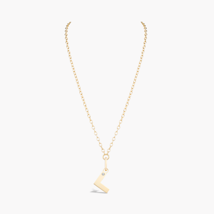 Letter L Diamond Pendant Charm Brilliant Cut, Rubover Set_2