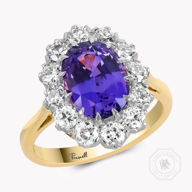 Oval Cut 4.22ct Madagascan Sapphire and Diamond Cluster Ring Oval Cut, Claw Set_1
