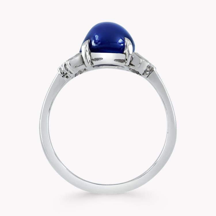 Art Deco Sapphire Ring 5.03CT in Platinum Cabochon Cocktail Ring, with Diamond Shoulders_3