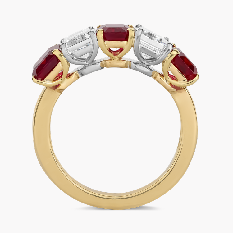 Octagonal Cut 3.44ct Ruby and Diamond Ring Octagonal & Emerald Cut, Claw Set_3