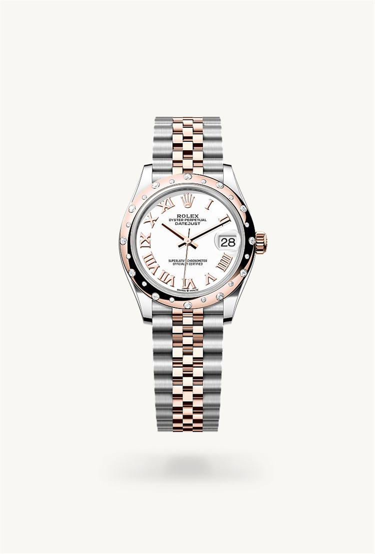 Datejust 31, Oyster, 31 mm, Oystersteel, Everose gold and diamonds