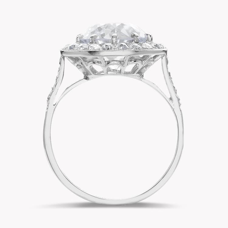 Edwardian Diamond Cluster Ring  3.65CT in Platinum Old Cut Diamond Ring with Diamond Surround_3