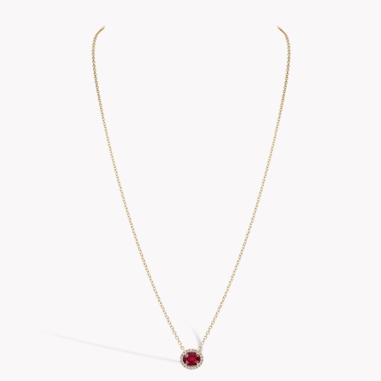 Oval Cut Ruby Pendant with Diamond Surround Oval & Brilliant Cut, Claw Set_2