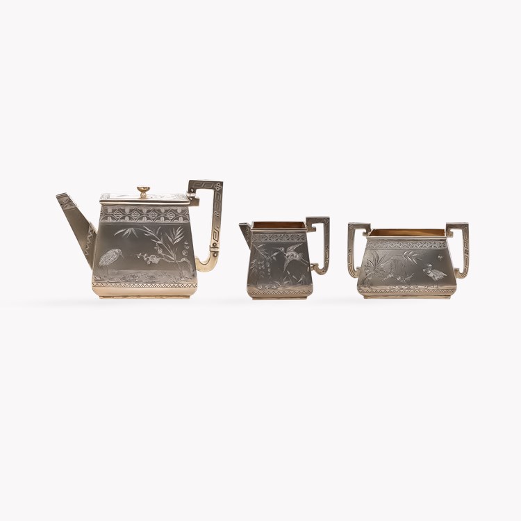 Silver Queen Victoria Gilded Tea Set Hallmarked London_2