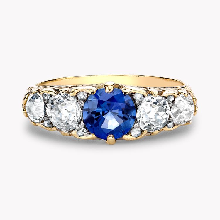 Brilliant Cut Sapphire and Diamond Ring 0.97CT in 18CT Yellow Gold Brilliant Cut, Five-Stone, Claw Set_2