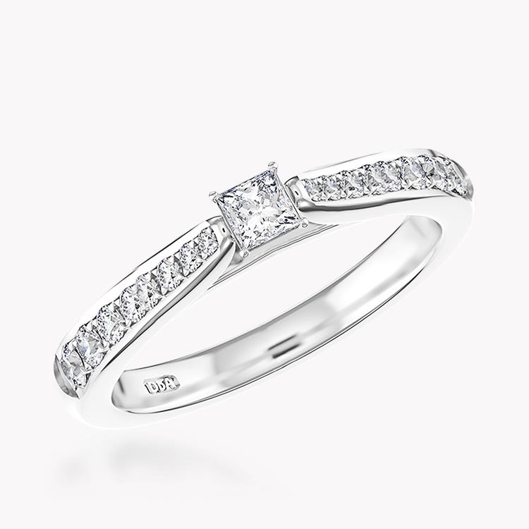 0.23CT Diamond Solitaire Ring Platinum Duchess Setting Princess Cut, Solitaire, Brilliant Shoulders_1