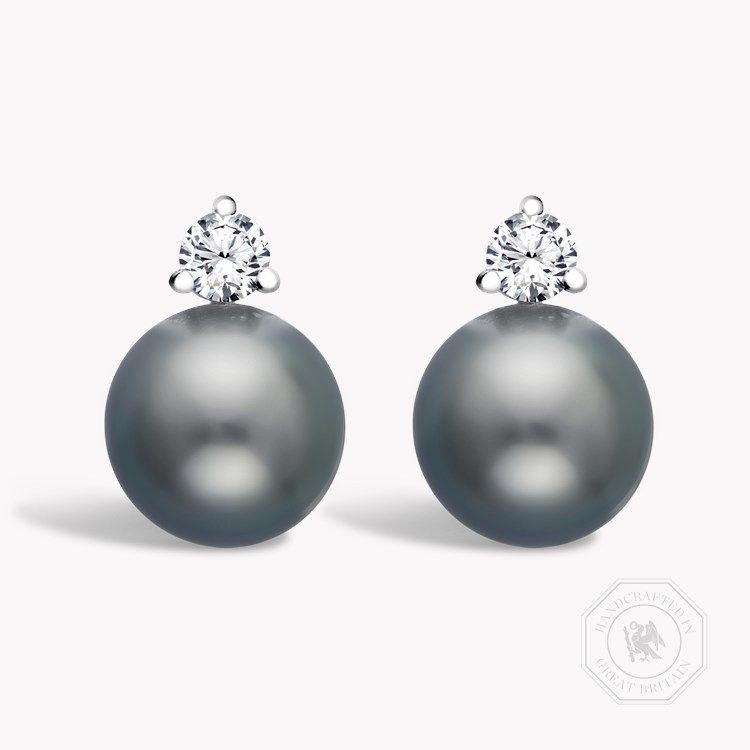 12 - 13mm Tahitian Pearl and Diamond Earrings _1