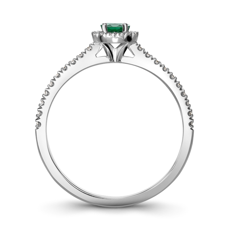 Round Brilliant Cut Emerald Ring 0.25CT in 18CT White Gold Cluster Ring with Diamond Shoulders_3