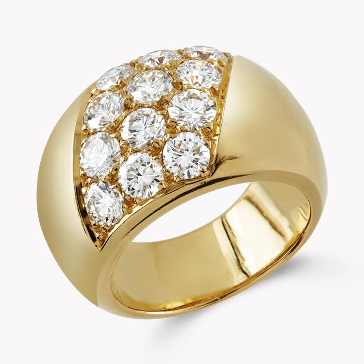 1980s Cartier Diamond Ring 2.28CT in Yellow Gold Brilliant Cut Diamond Bombé Ring_1