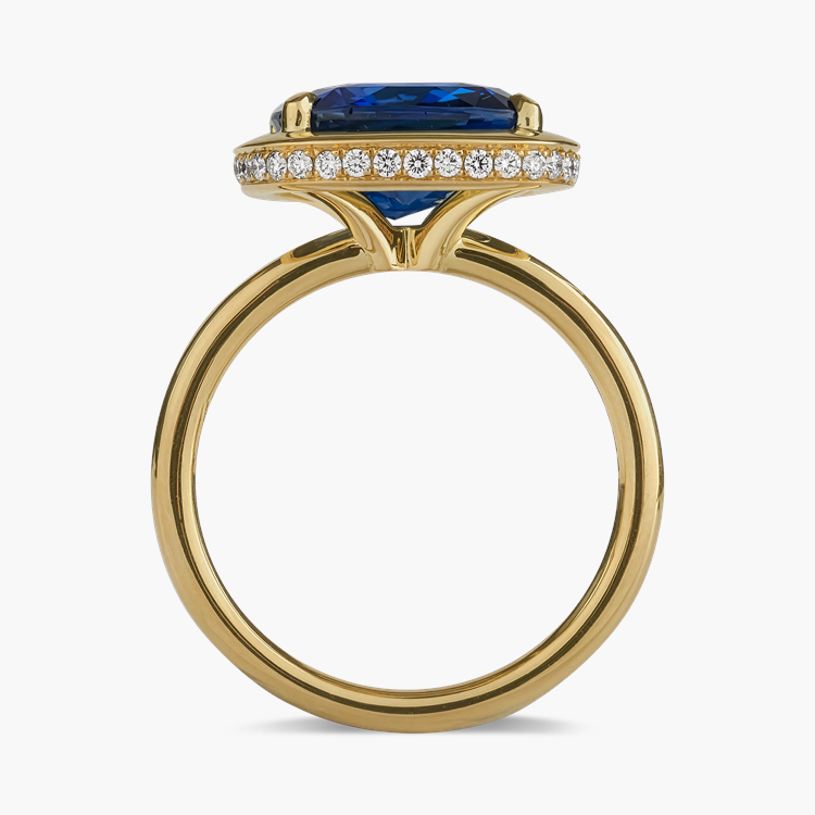 Skimming Stone 5.595ct Tanzanian Sapphire and Diamond Ring Antique Cushion Cut, Claw Set_3