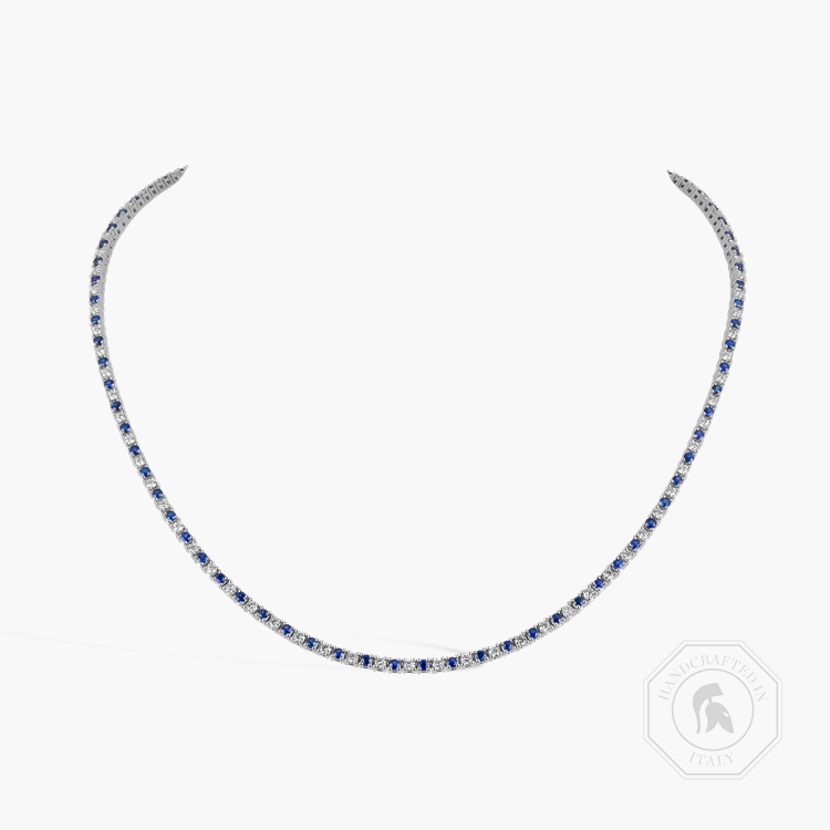 Brilliant Cut 3.60ct Sapphire and Diamond Line Necklace Brilliant cut, Claw set_1