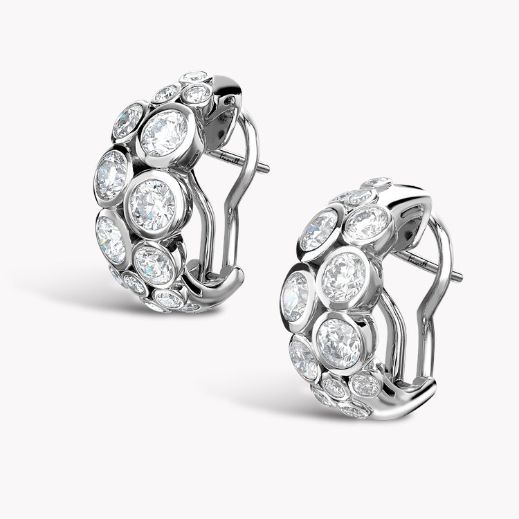 Bubbles Diamond Hoop Earrings Brilliant Cut. Rubover Set_3