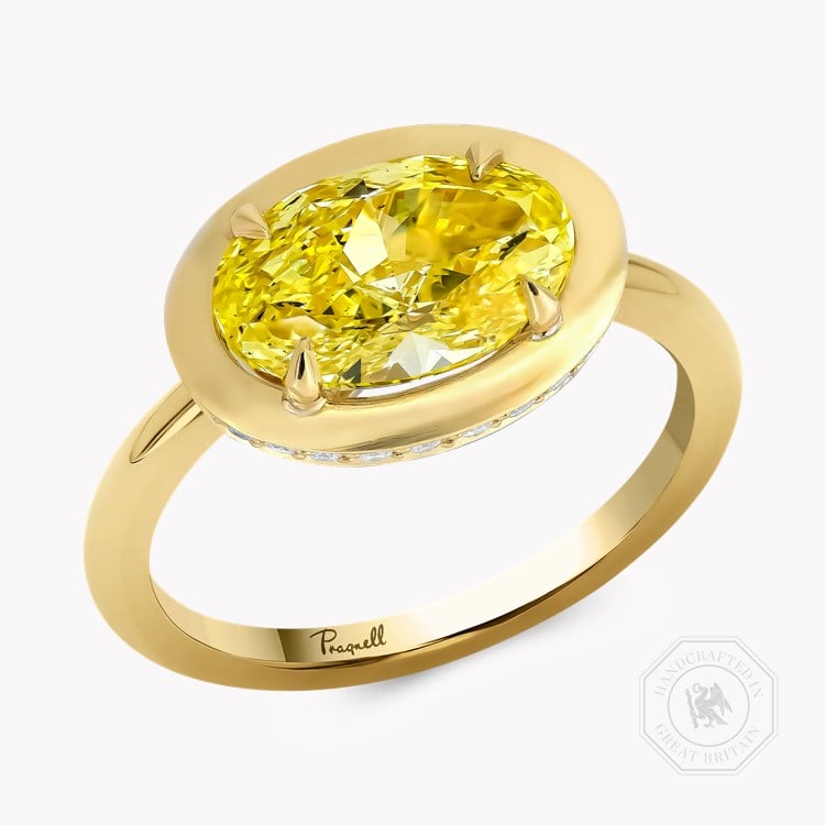 Skimming Stone 2.01ct Oval Cut Fancy Yellow Diamond Ring Oval Cut, Claw Set_1