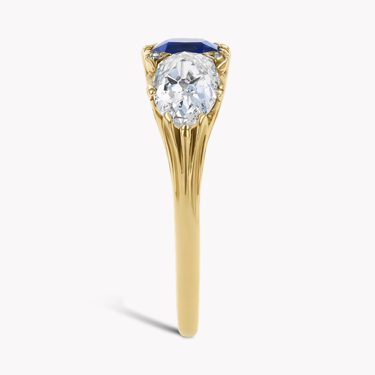 Victorian Cushion Cut Sapphire and Diamond Ring Cushion Cut, Claw Set_4